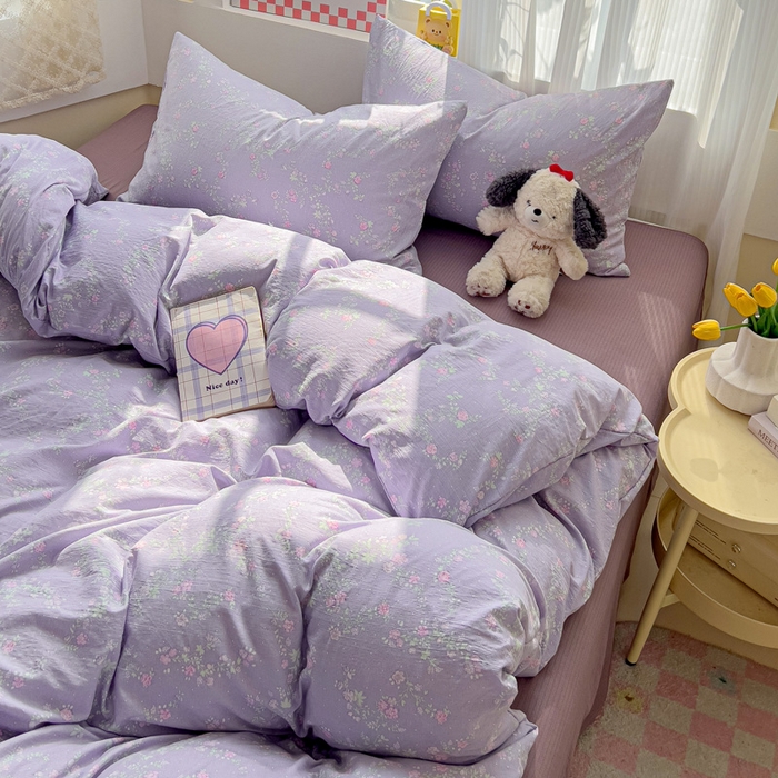 优选良品 2026新款加厚云感棉双层纱四件套小碎花被套床单床笠款学生三件套新款直播爆款 恋如青柠香