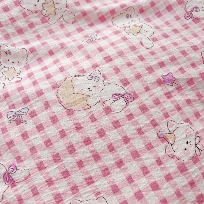 91家纺网 家纺一手货源 找家纺 优选良品 2026新款加厚云感棉双层纱四件套小碎花被套床单床笠款学生三件套新款直播爆款 猫猫晚宴