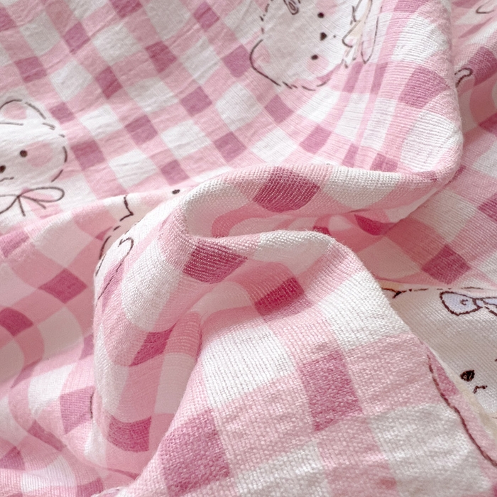 91家纺网 家纺一手货源 找家纺 优选良品 2026新款加厚云感棉双层纱四件套小碎花被套床单床笠款学生三件套新款直播爆款 猫猫晚宴