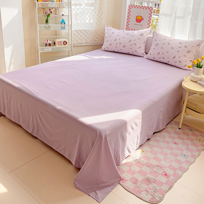 91家纺网 家纺一手货源 找家纺 优选良品 2026新款加厚云感棉双层纱四件套小碎花被套床单床笠款学生三件套新款直播爆款 葡萄七分甜