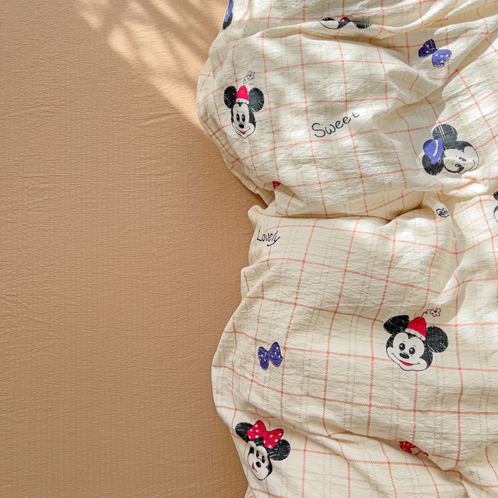 91家纺网 家纺一手货源 找家纺 优选良品 2026新款加厚云感棉双层纱四件套小碎花被套床单床笠款学生三件套新款直播爆款 微甜米奇