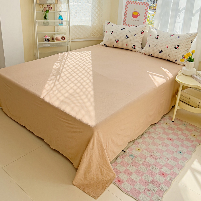 91家纺网 家纺一手货源 找家纺 优选良品 2026新款加厚云感棉双层纱四件套小碎花被套床单床笠款学生三件套新款直播爆款 微甜米奇