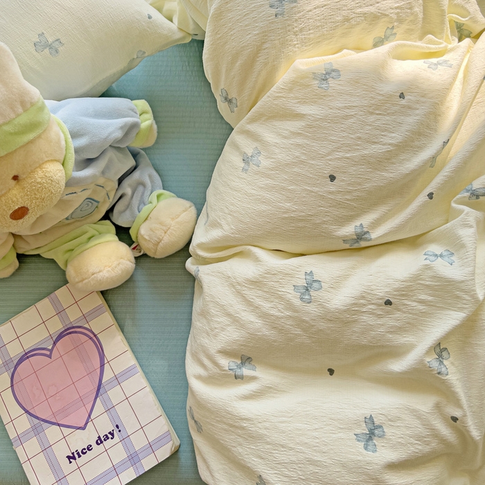 91家纺网 家纺一手货源 找家纺 优选良品 2026新款加厚云感棉双层纱四件套小碎花被套床单床笠款学生三件套新款直播爆款 相思-蓝