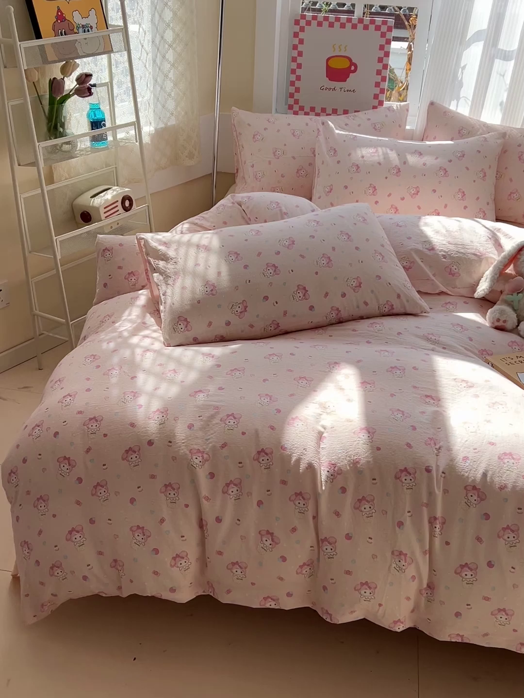 91家纺网 家纺一手货源 找家纺 优选良品 2026新款加厚云感棉双层纱四件套小碎花被套床单床笠款学生三件套新款直播爆款 小美冰淇淋