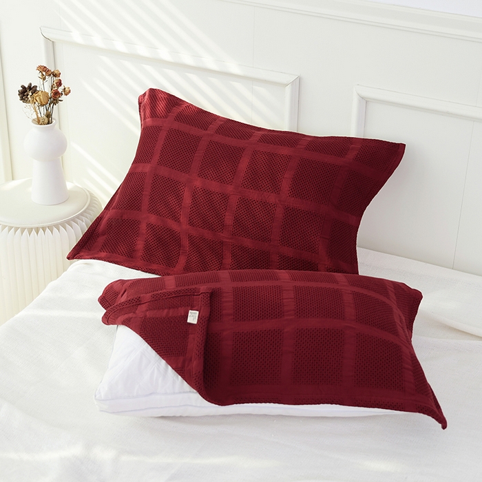 91家纺网 家纺一手货源 找家纺 （总）朴尔家纺-毛巾被 2026新款全棉纯棉质朴方格风立体华夫格透气纱布枕巾单枕巾枕巾单件