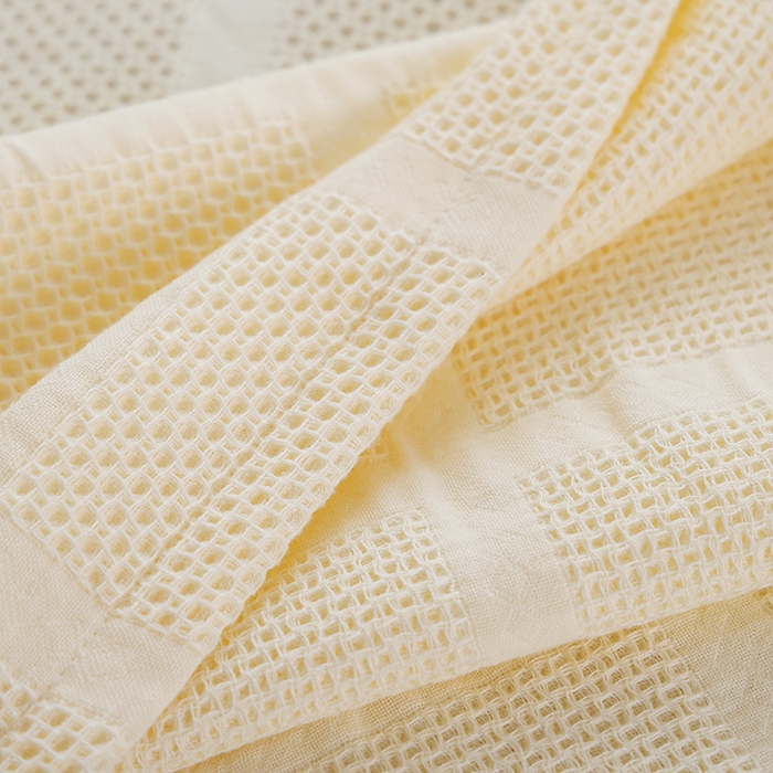 91家纺网 家纺一手货源 找家纺 朴尔家纺-毛巾被 2026新款全棉纯棉质朴方格风立体华夫格透气纱布枕巾单枕巾枕巾单件 方格华夫格-米白枕巾