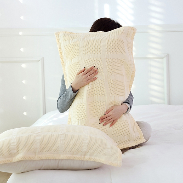 91家纺网 家纺一手货源 找家纺 朴尔家纺-毛巾被 2026新款全棉纯棉质朴方格风立体华夫格透气纱布枕巾单枕巾枕巾单件 方格华夫格-米白枕巾