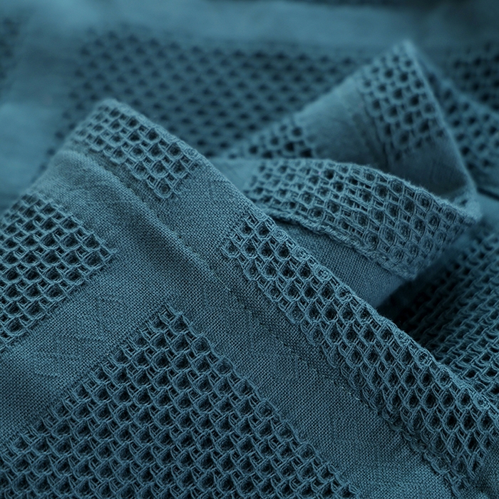 91家纺网 家纺一手货源 找家纺 朴尔家纺-毛巾被 2026新款全棉纯棉质朴方格风立体华夫格透气纱布枕巾单枕巾枕巾单件 方格华夫格-墨绿枕巾