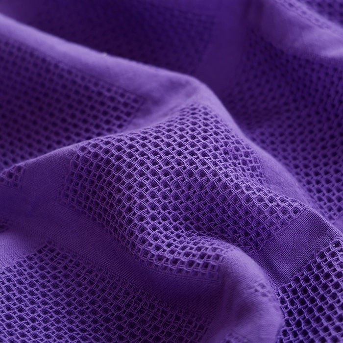 91家纺网 家纺一手货源 找家纺 朴尔家纺-毛巾被 2026新款全棉纯棉质朴方格风立体华夫格透气纱布枕巾单枕巾枕巾单件 方格华夫格-紫枕巾