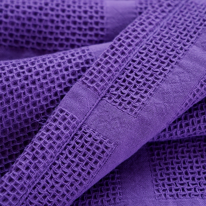 91家纺网 家纺一手货源 找家纺 朴尔家纺-毛巾被 2026新款全棉纯棉质朴方格风立体华夫格透气纱布枕巾单枕巾枕巾单件 方格华夫格-紫枕巾