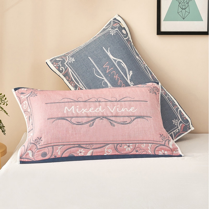 朴尔家纺-毛巾被 2026新款全棉纯棉四层纱布休闲枕巾单枕巾枕巾单件 摩登时代-粉