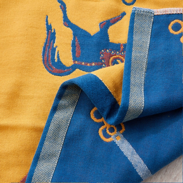 91家纺网 家纺一手货源 找家纺 朴尔家纺-毛巾被 2026新款全棉纯棉多彩四层纱布枕巾单枕巾枕巾单件 皇冠马-黄