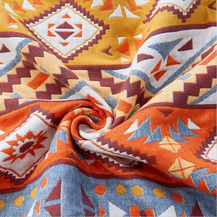 91家纺网 家纺一手货源 找家纺 朴尔家纺-毛巾被 2026新款全棉纯棉多彩四层纱布枕巾单枕巾枕巾单件 几何幻想