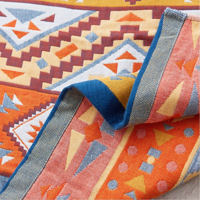 91家纺网 家纺一手货源 找家纺 朴尔家纺-毛巾被 2026新款全棉纯棉多彩四层纱布枕巾单枕巾枕巾单件 几何幻想