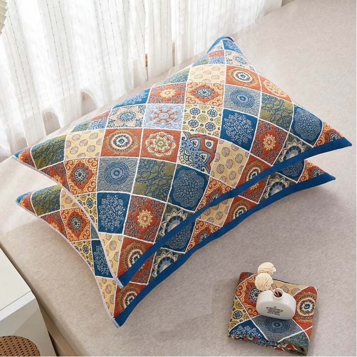 朴尔家纺-毛巾被 2026新款全棉纯棉多彩四层纱布枕巾单枕巾枕巾单件 雪花朵朵