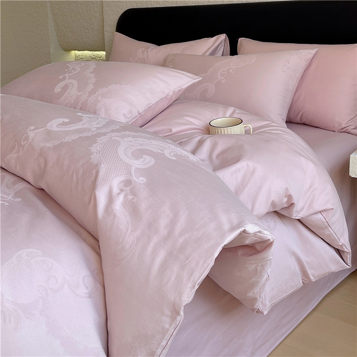 琪格格纺织 2026新款60s精梳全棉纯棉厚织贡缎提花四件套 A类全棉立体浮雕床品 华尔兹-嫣紫