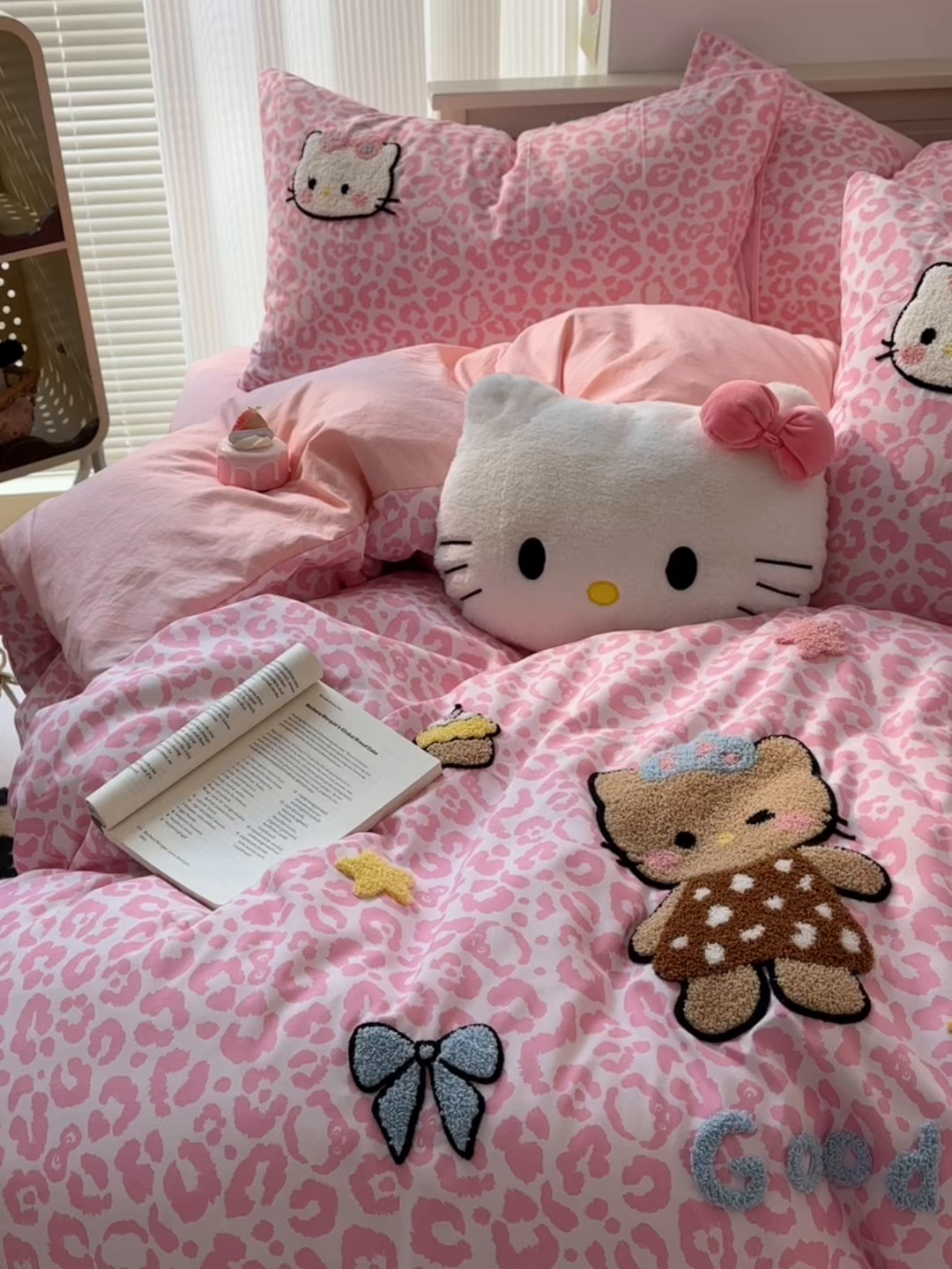 91家纺网 家纺一手货源 找家纺 易辰美 2026春夏新款超柔水洗棉四件套 豹纹猫-粉