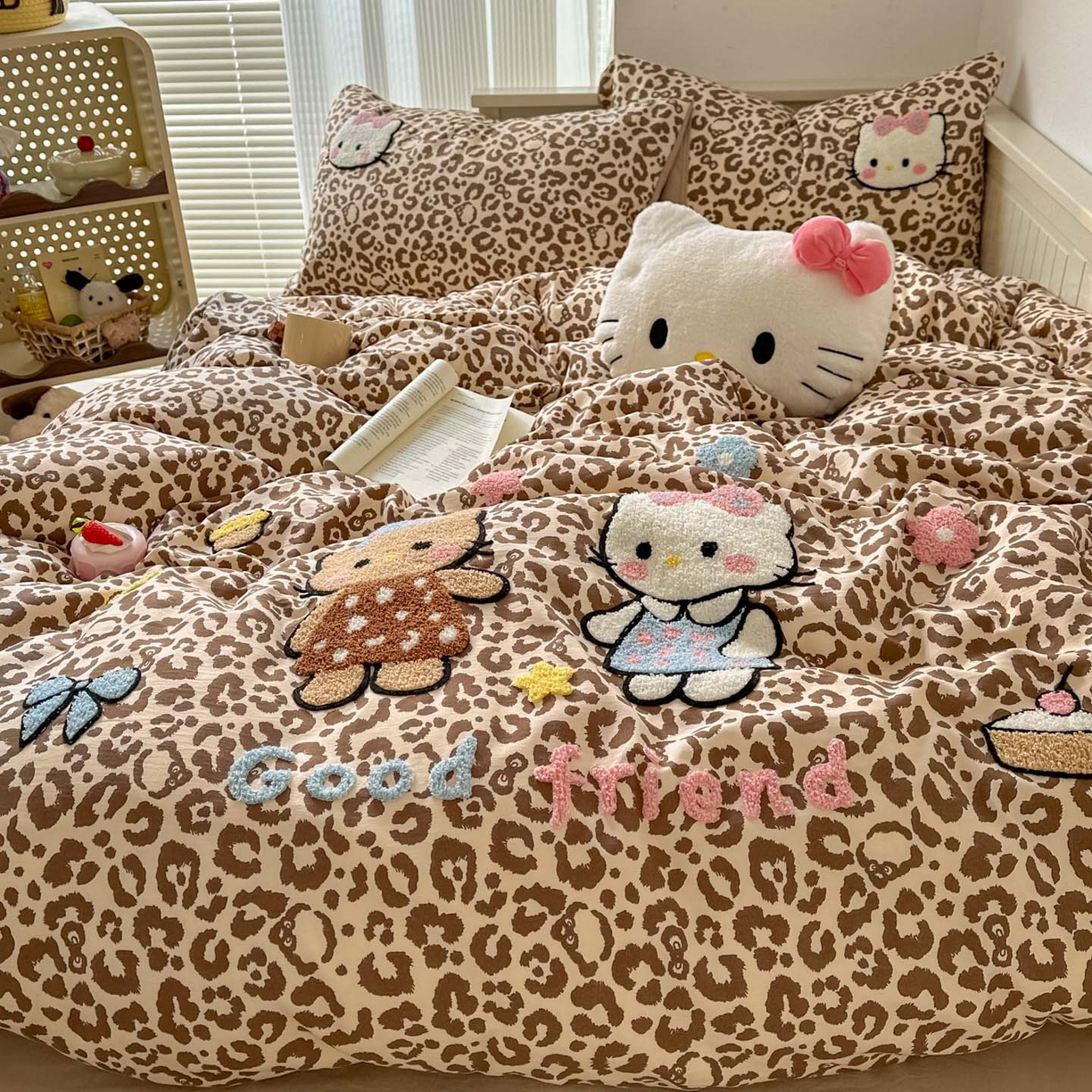 91家纺网 家纺一手货源 找家纺 易辰美 2026春夏新款超柔水洗棉四件套 豹纹猫-咖