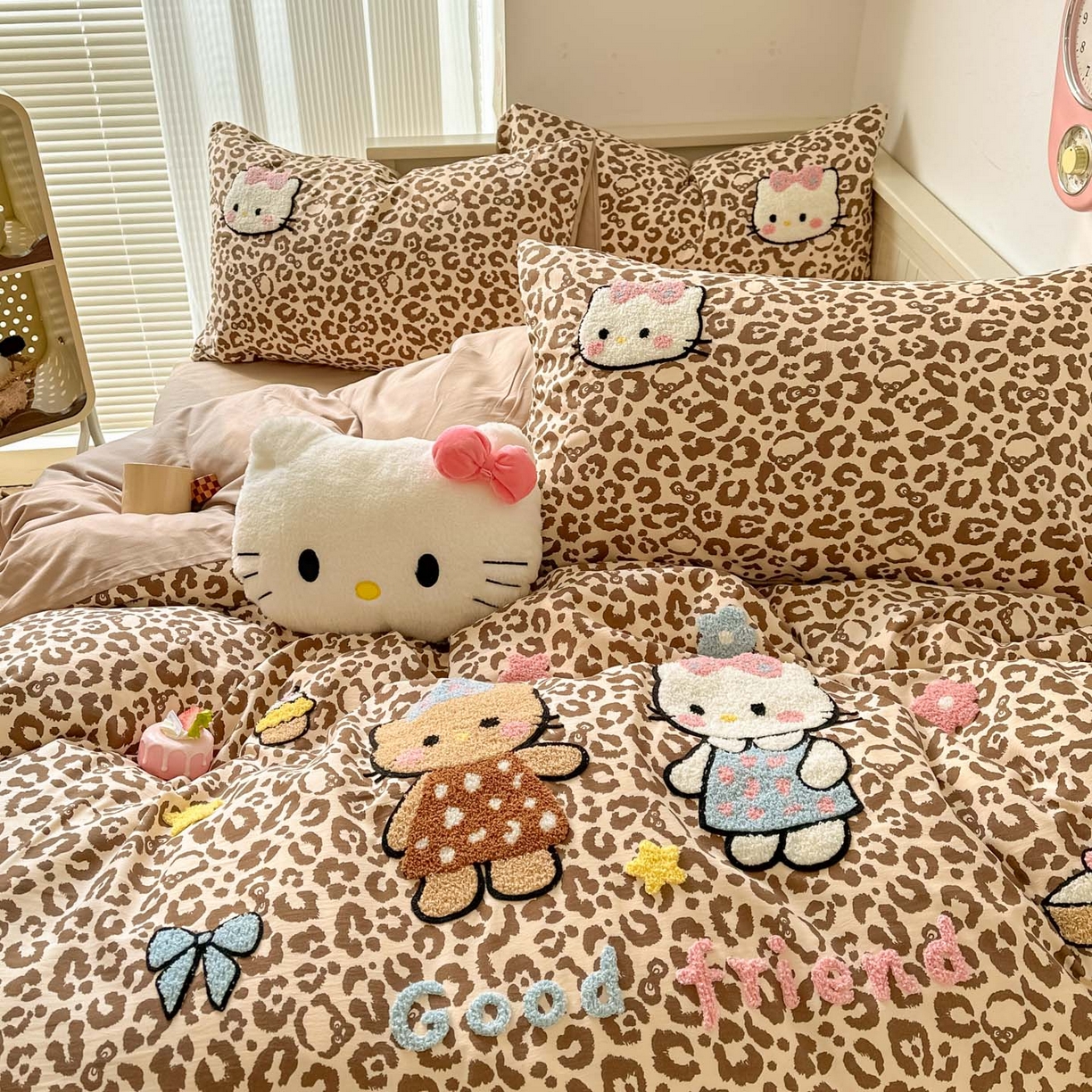 91家纺网 家纺一手货源 找家纺 易辰美 2026春夏新款超柔水洗棉四件套 豹纹猫-咖