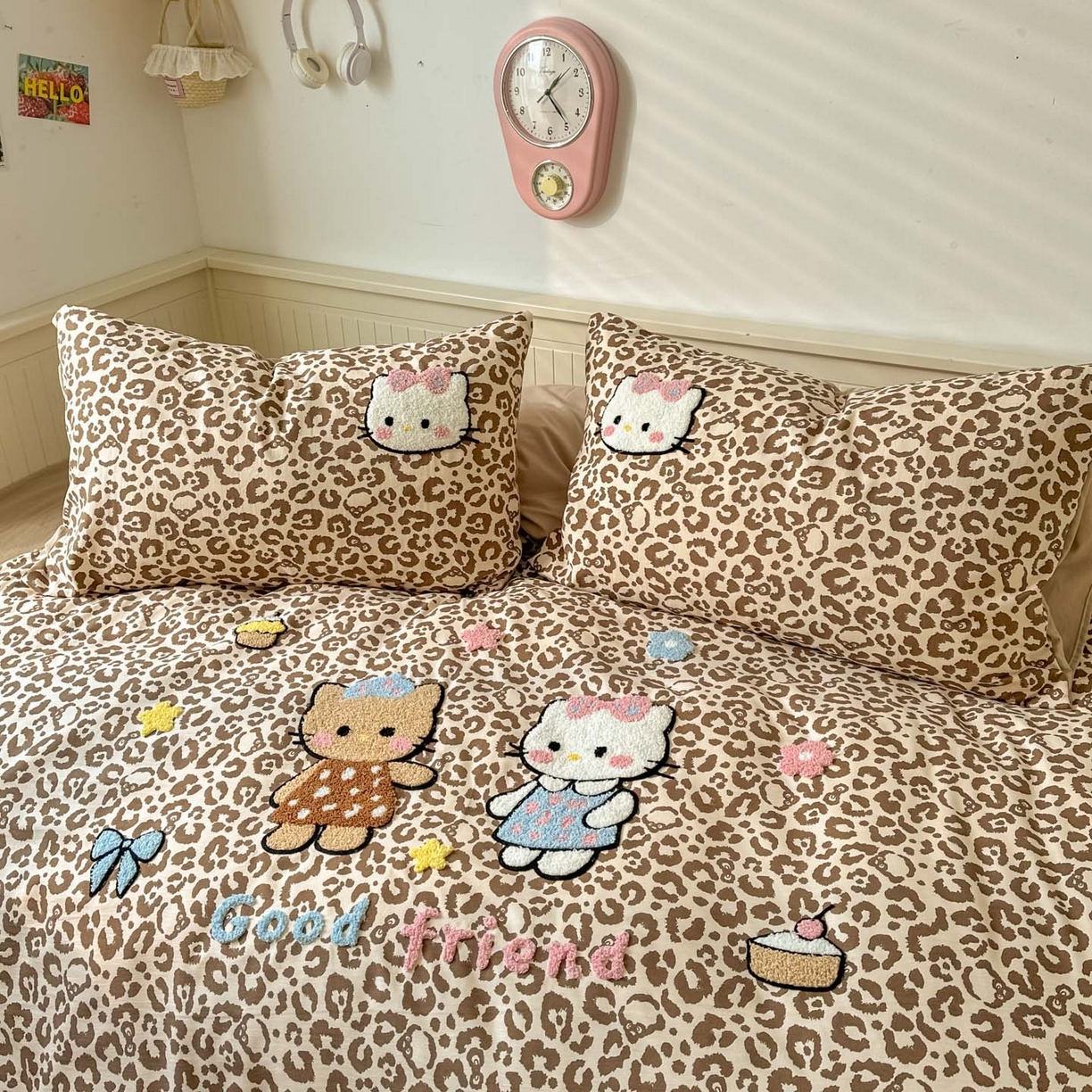 91家纺网 家纺一手货源 找家纺 易辰美 2026春夏新款超柔水洗棉四件套 豹纹猫-咖