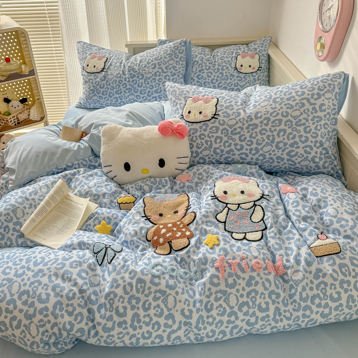 91家纺网 家纺一手货源 找家纺 易辰美 2026春夏新款超柔水洗棉四件套 豹纹猫-兰