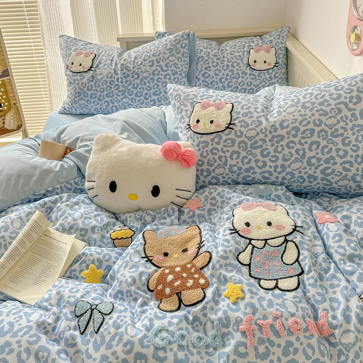 91家纺网 家纺一手货源 找家纺 易辰美 2026春夏新款超柔水洗棉四件套 豹纹猫-兰