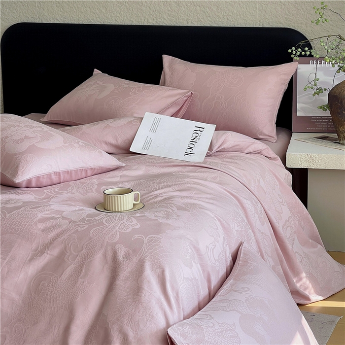 91家纺网 家纺一手货源 找家纺 琪格格纺织 2026新款60s精梳全棉纯棉厚织贡缎提花四件套 A类全棉立体浮雕床品 虞美人-嫣紫