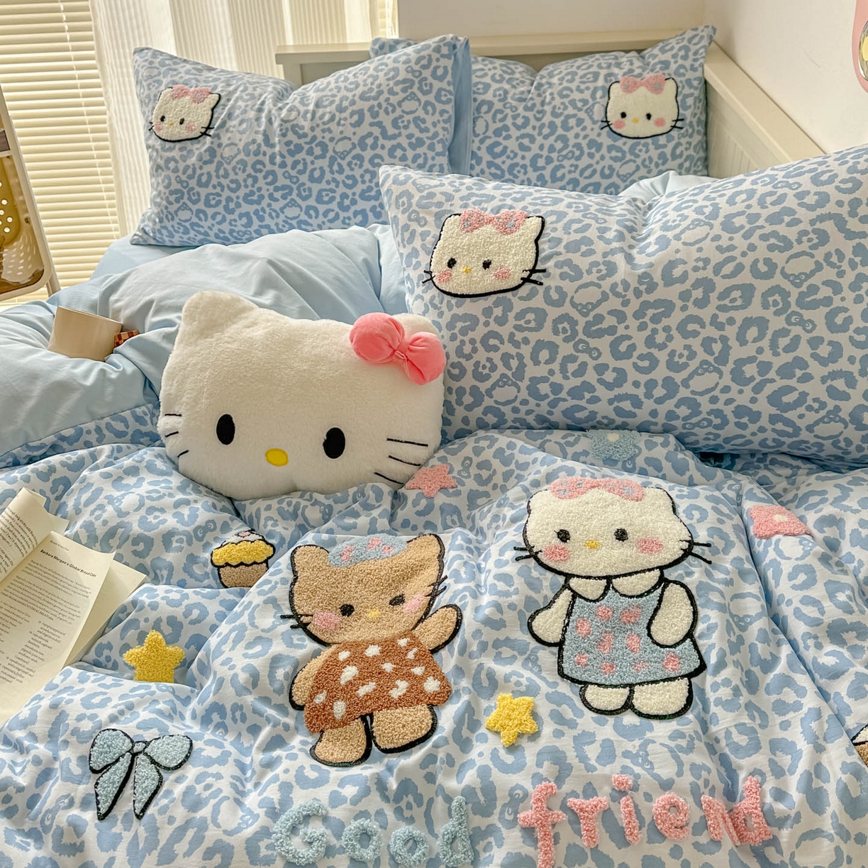 91家纺网 家纺一手货源 找家纺 易辰美 2026春夏新款超柔水洗棉四件套 豹纹猫-兰