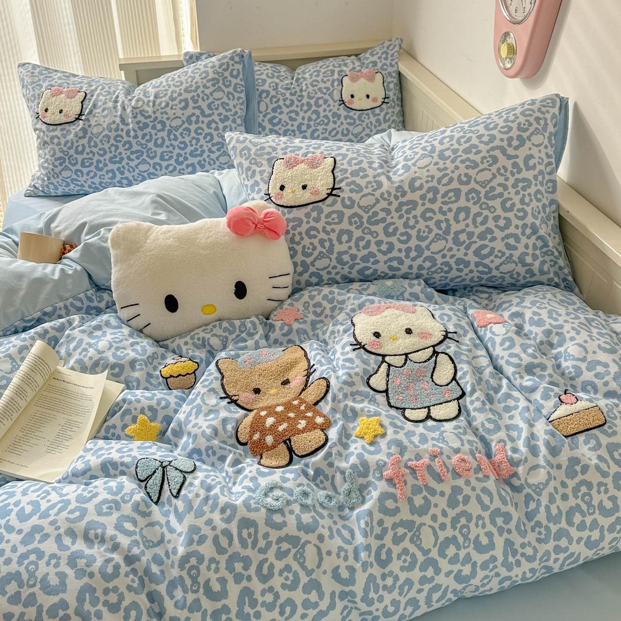 91家纺网 家纺一手货源 找家纺 易辰美 2026春夏新款超柔水洗棉四件套 豹纹猫-兰