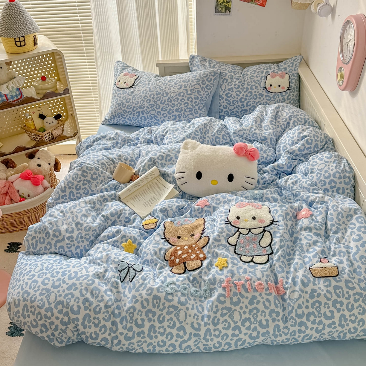 91家纺网 家纺一手货源 找家纺 易辰美 2026春夏新款超柔水洗棉四件套 豹纹猫-兰