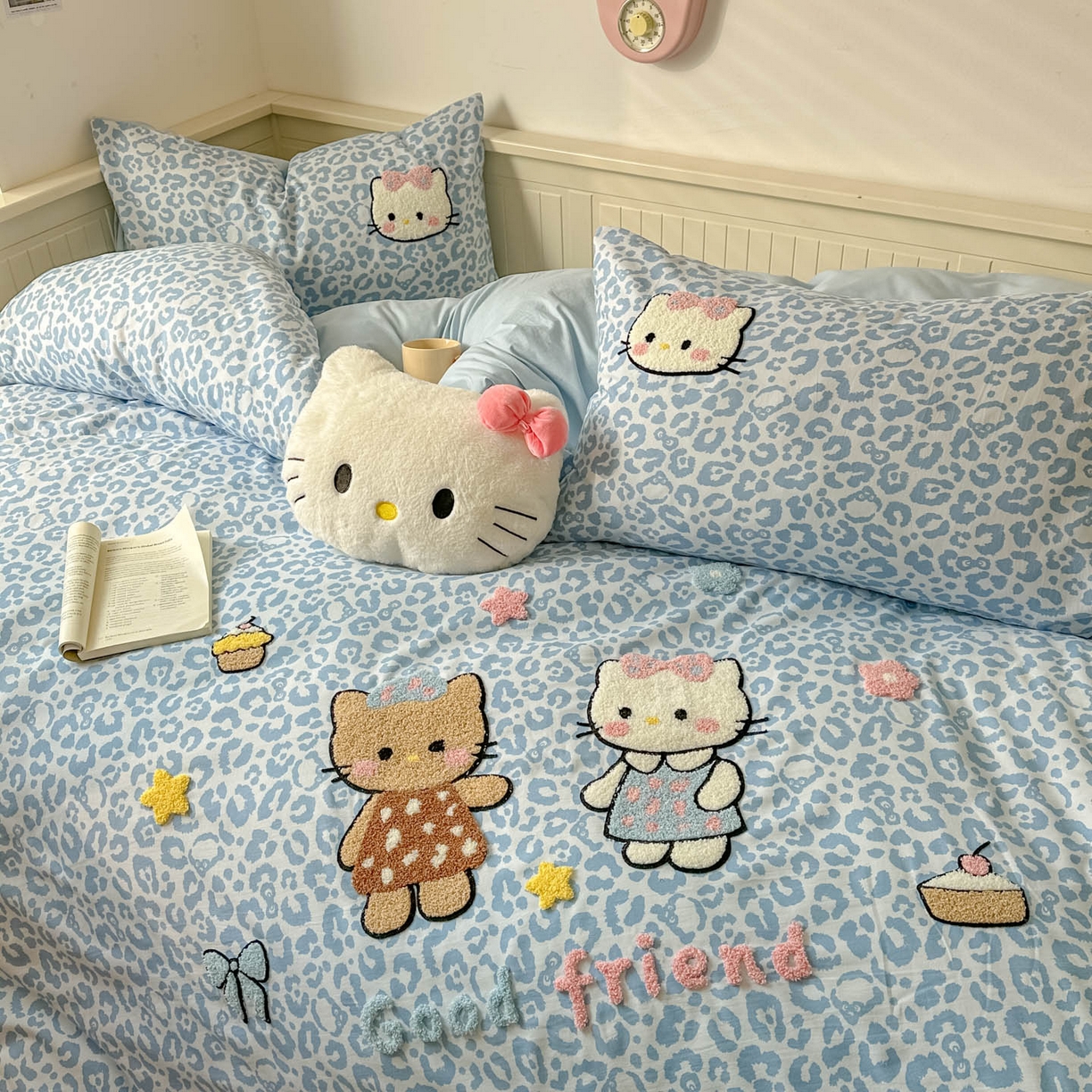 91家纺网 家纺一手货源 找家纺 易辰美 2026春夏新款超柔水洗棉四件套 豹纹猫-兰