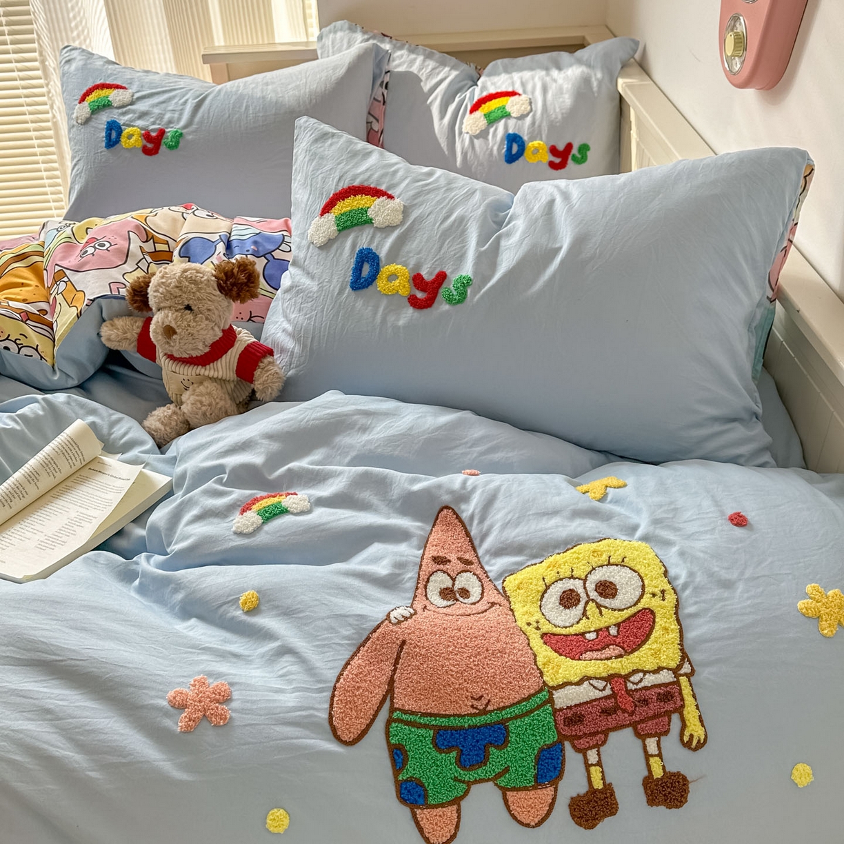 91家纺网 家纺一手货源 找家纺 易辰美 2026春夏新款超柔水洗棉四件套 大星与海宝