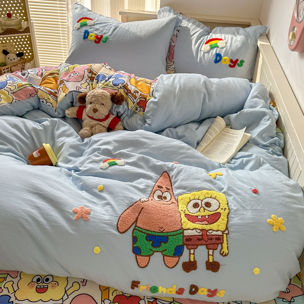 91家纺网 家纺一手货源 找家纺 易辰美 2026春夏新款超柔水洗棉四件套 大星与海宝