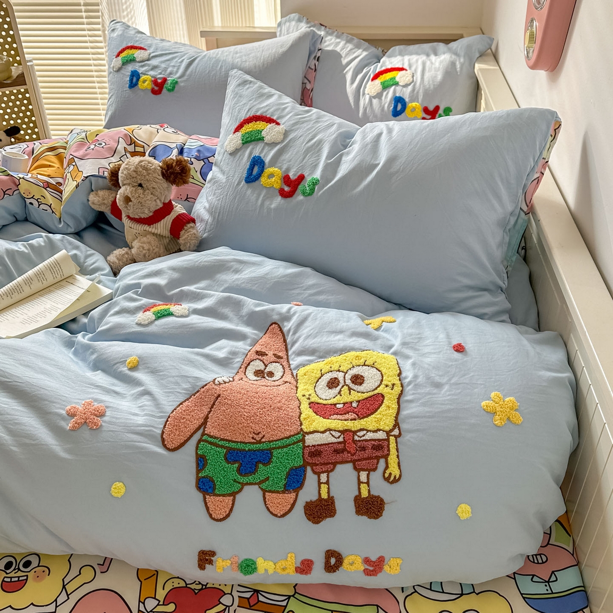 91家纺网 家纺一手货源 找家纺 易辰美 2026春夏新款超柔水洗棉四件套 大星与海宝