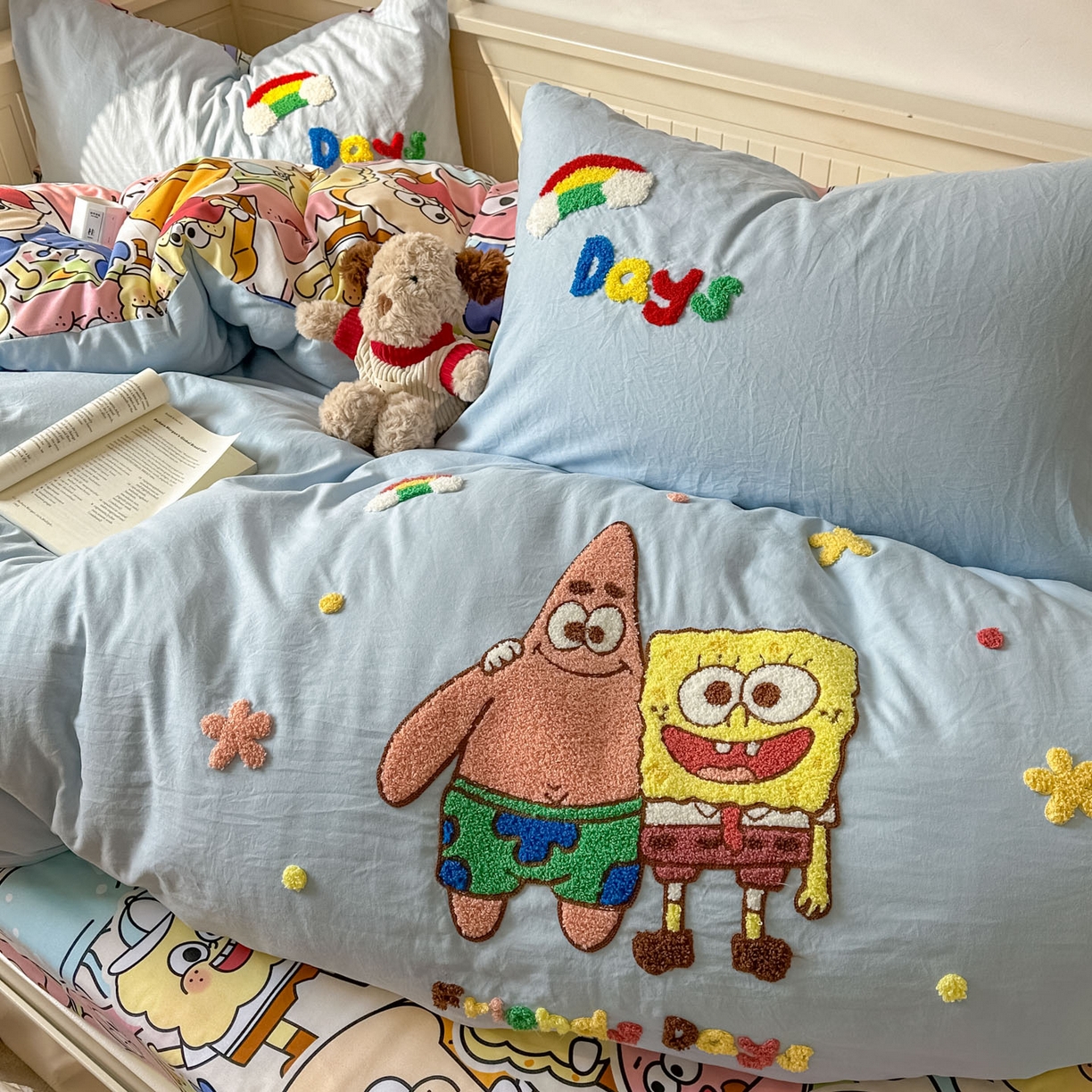 91家纺网 家纺一手货源 找家纺 易辰美 2026春夏新款超柔水洗棉四件套 大星与海宝