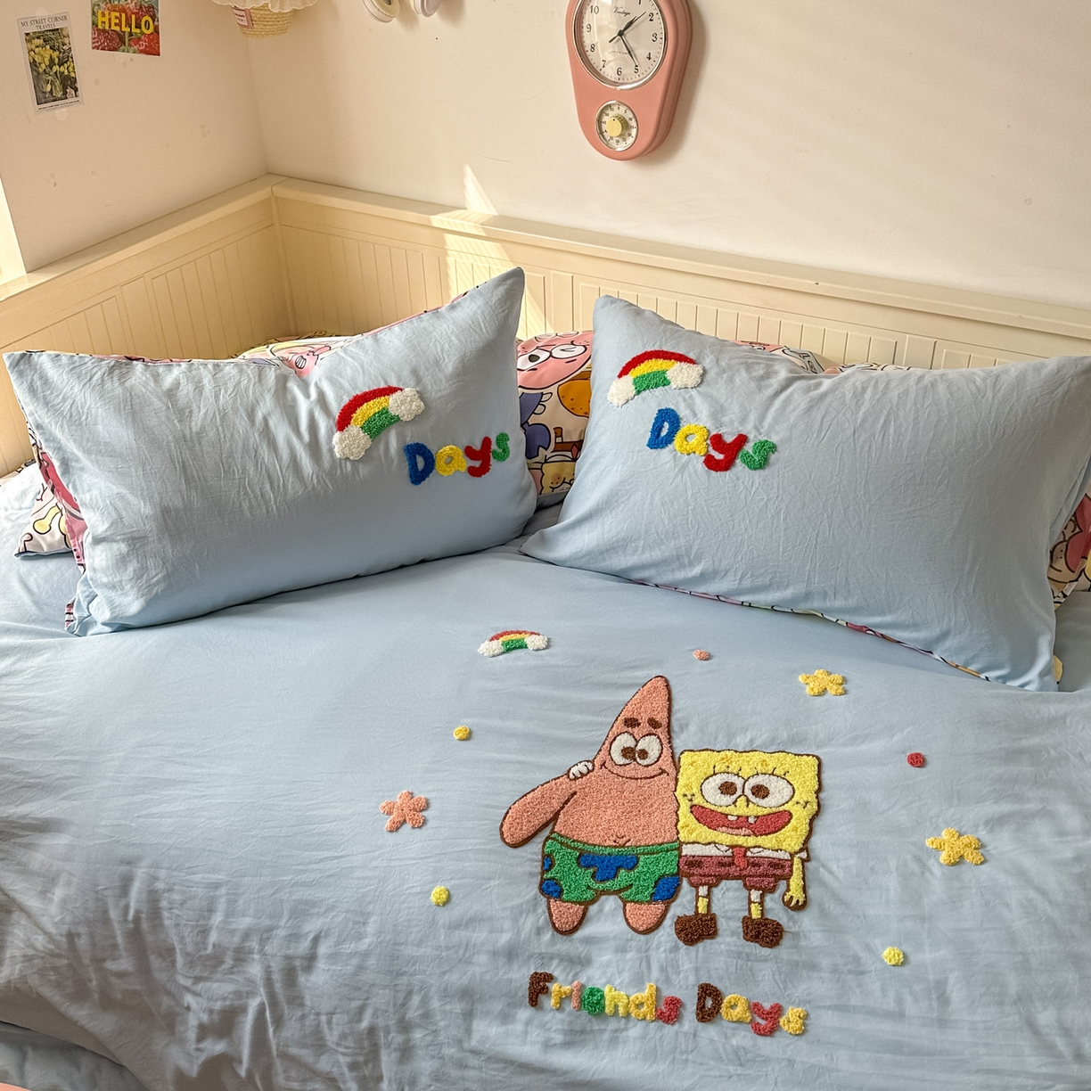 91家纺网 家纺一手货源 找家纺 易辰美 2026春夏新款超柔水洗棉四件套 大星与海宝