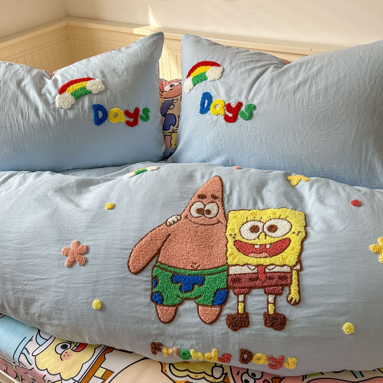 91家纺网 家纺一手货源 找家纺 易辰美 2026春夏新款超柔水洗棉四件套 大星与海宝