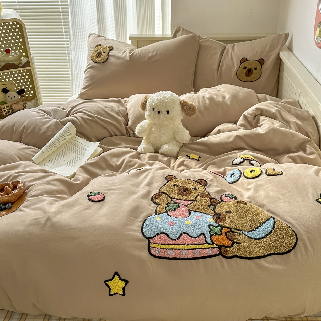 91家纺网 家纺一手货源 找家纺 易辰美 2026春夏新款超柔水洗棉四件套 蛋糕卡皮