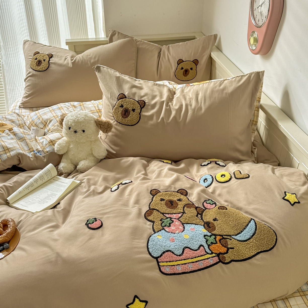 91家纺网 家纺一手货源 找家纺 易辰美 2026春夏新款超柔水洗棉四件套 蛋糕卡皮