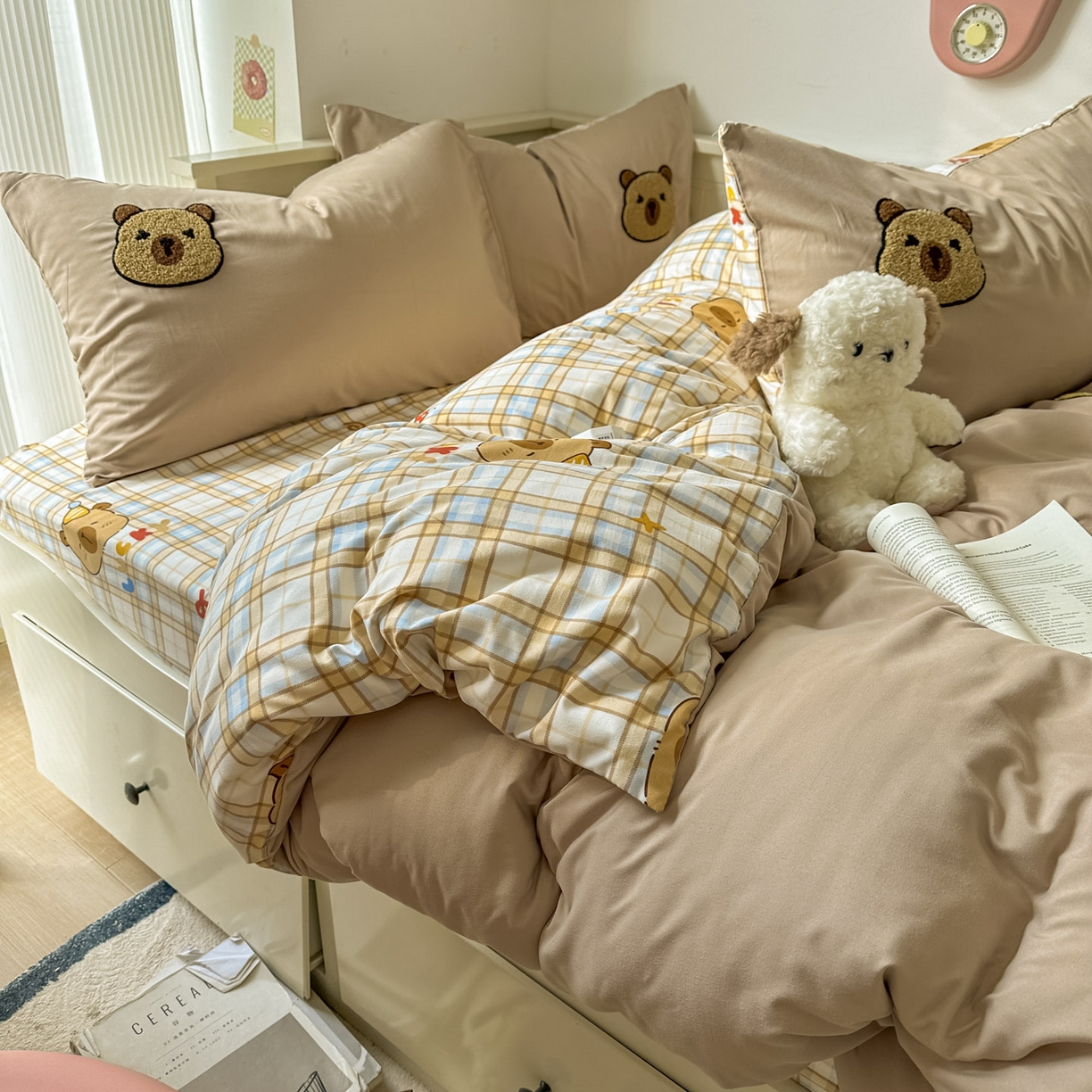 91家纺网 家纺一手货源 找家纺 易辰美 2026春夏新款超柔水洗棉四件套 蛋糕卡皮