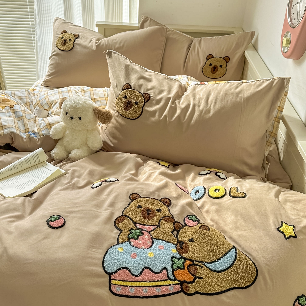 91家纺网 家纺一手货源 找家纺 易辰美 2026春夏新款超柔水洗棉四件套 蛋糕卡皮