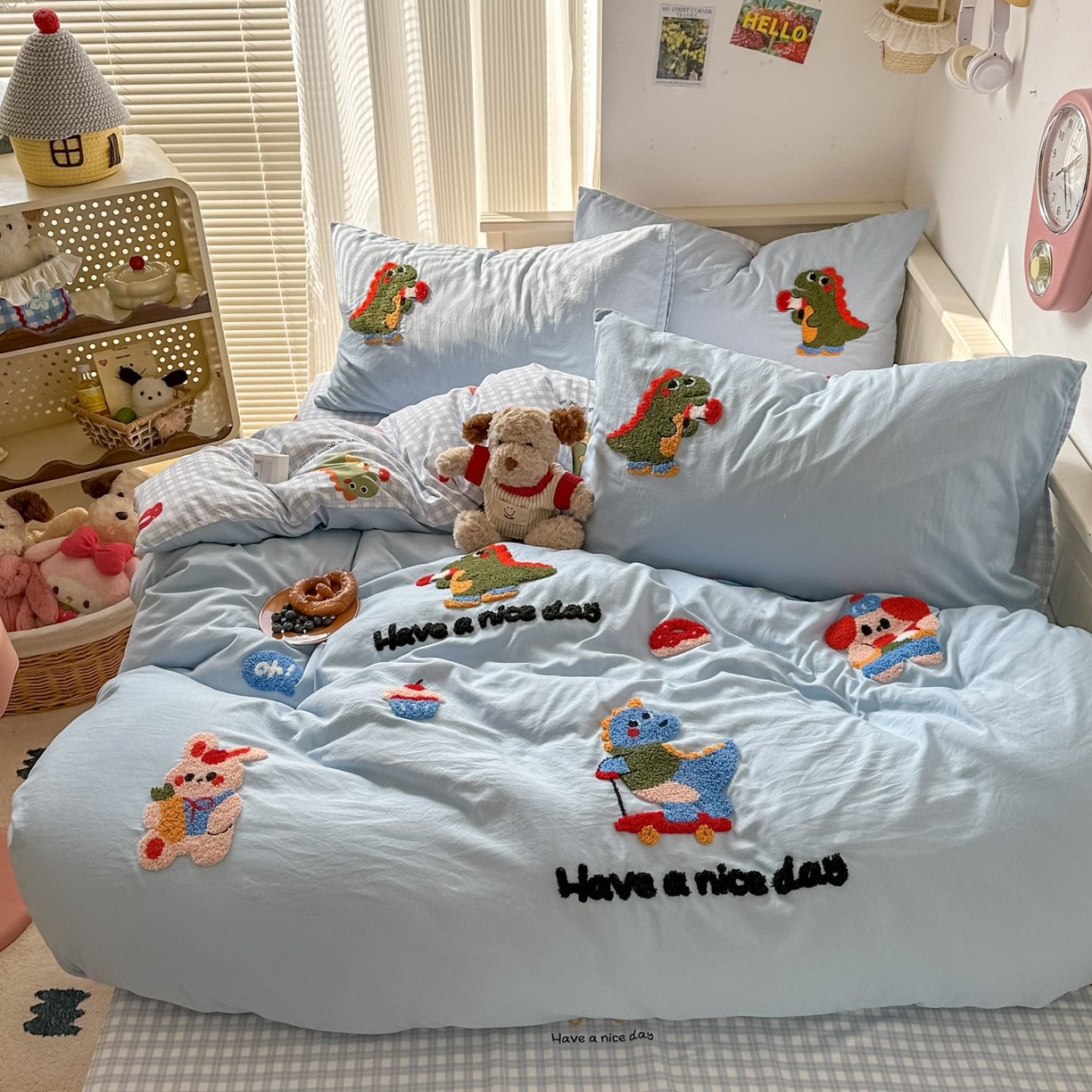 91家纺网 家纺一手货源 找家纺 易辰美 2026春夏新款超柔水洗棉四件套 动物派对