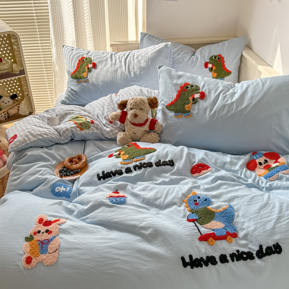 91家纺网 家纺一手货源 找家纺 易辰美 2026春夏新款超柔水洗棉四件套 动物派对