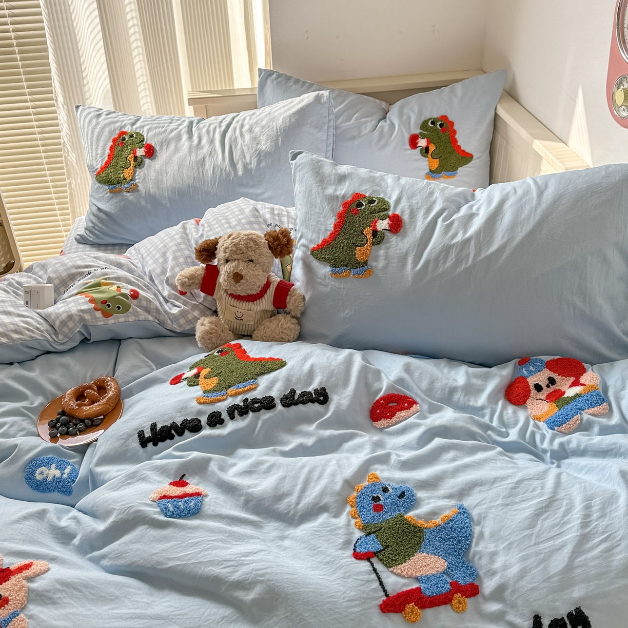 91家纺网 家纺一手货源 找家纺 易辰美 2026春夏新款超柔水洗棉四件套 动物派对