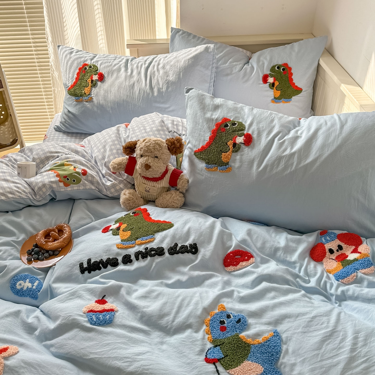 91家纺网 家纺一手货源 找家纺 易辰美 2026春夏新款超柔水洗棉四件套 动物派对