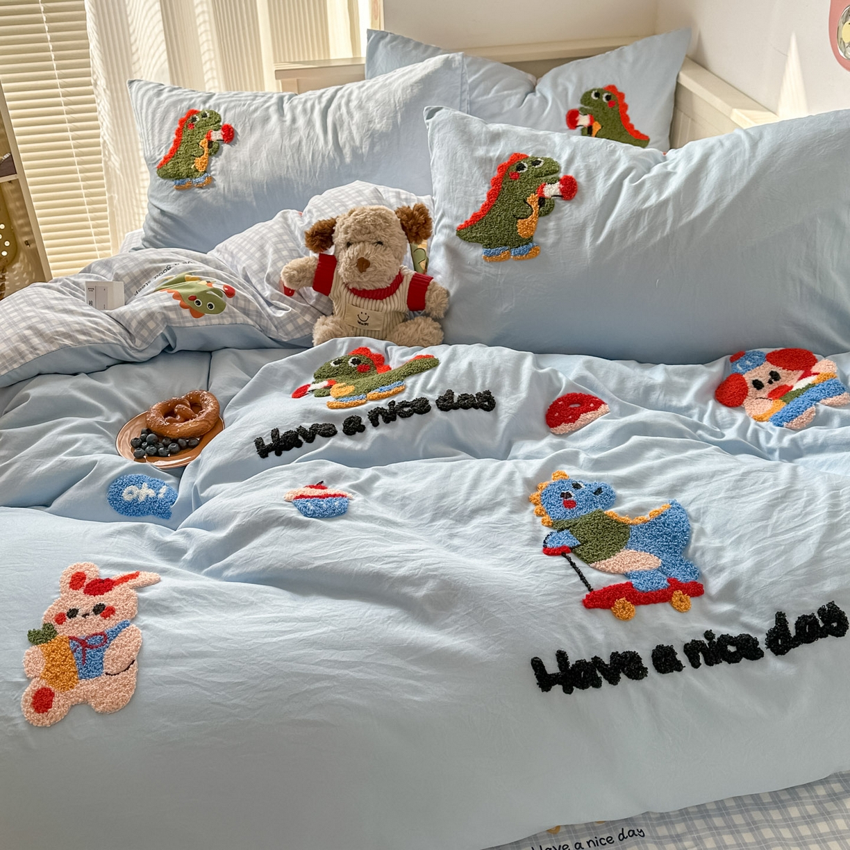 91家纺网 家纺一手货源 找家纺 易辰美 2026春夏新款超柔水洗棉四件套 动物派对