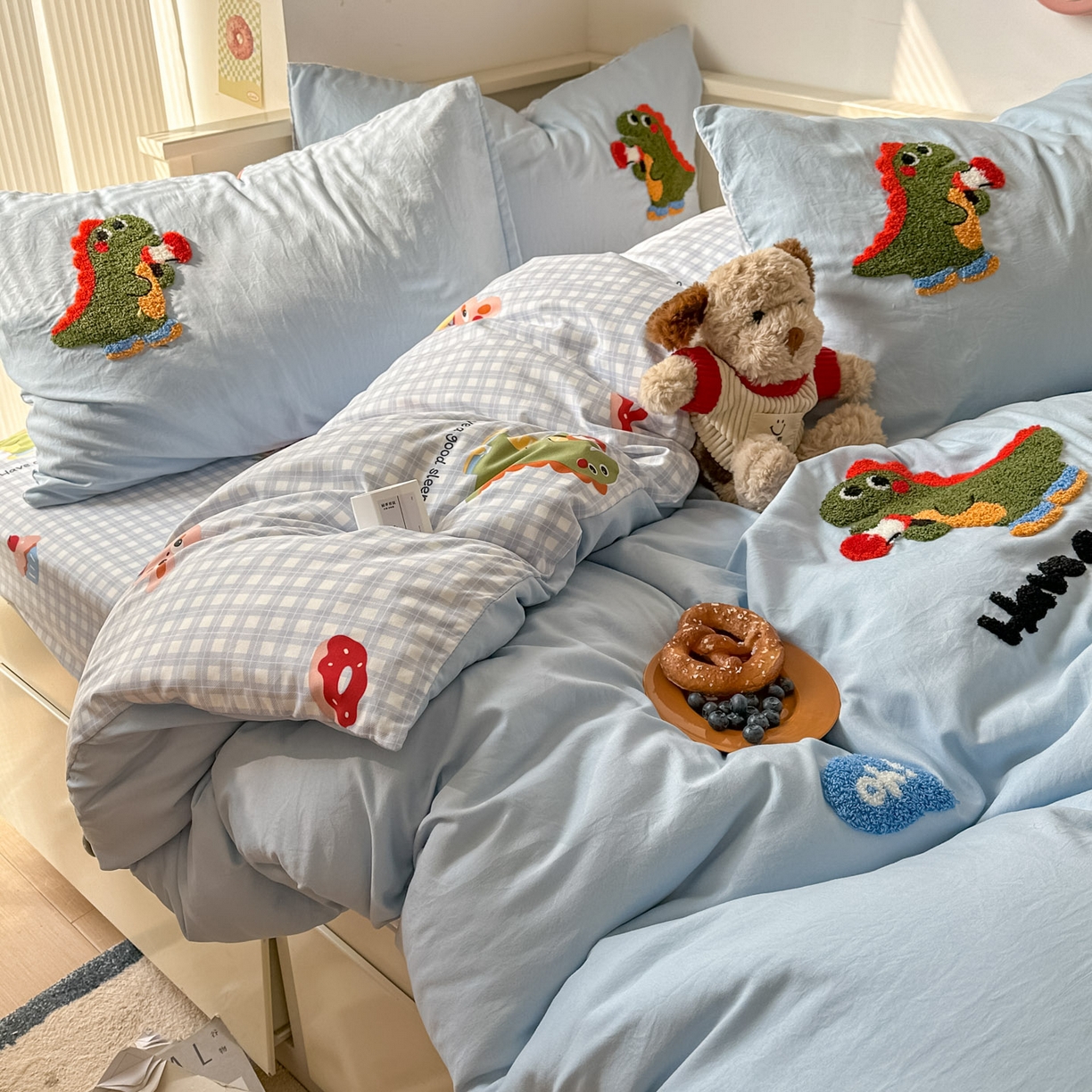 91家纺网 家纺一手货源 找家纺 易辰美 2026春夏新款超柔水洗棉四件套 动物派对