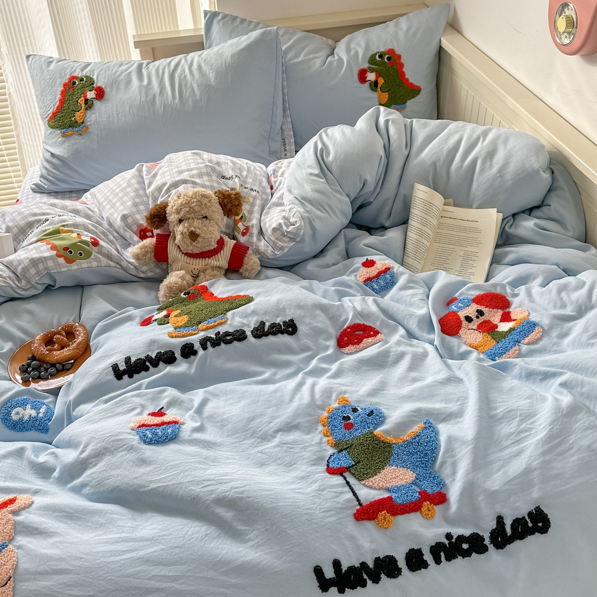 91家纺网 家纺一手货源 找家纺 易辰美 2026春夏新款超柔水洗棉四件套 动物派对