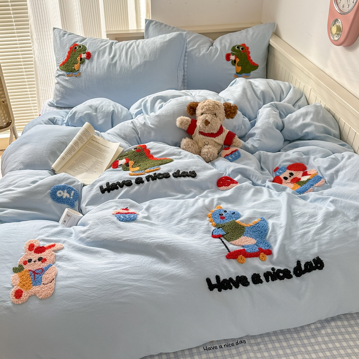 91家纺网 家纺一手货源 找家纺 易辰美 2026春夏新款超柔水洗棉四件套 动物派对