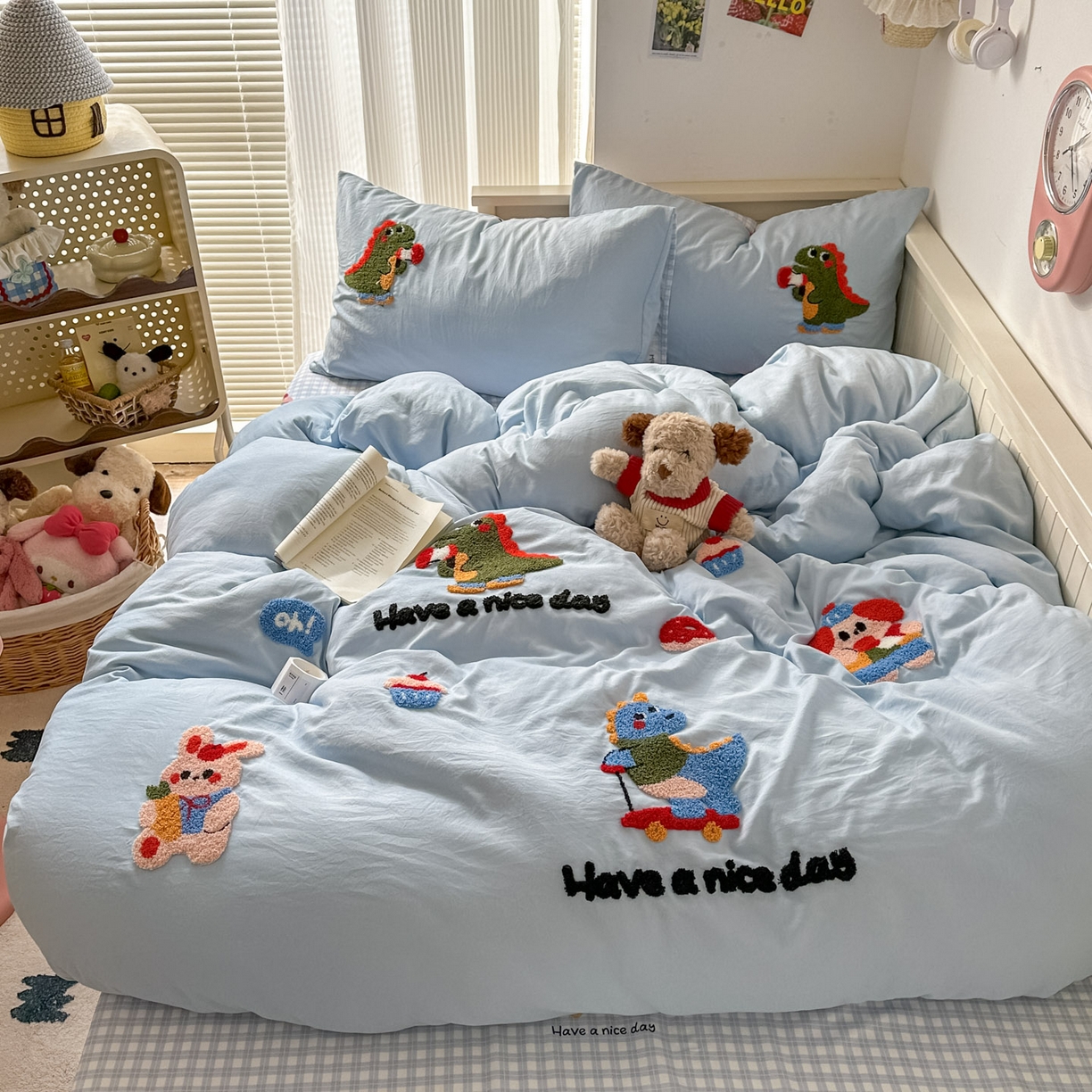 91家纺网 家纺一手货源 找家纺 易辰美 2026春夏新款超柔水洗棉四件套 动物派对